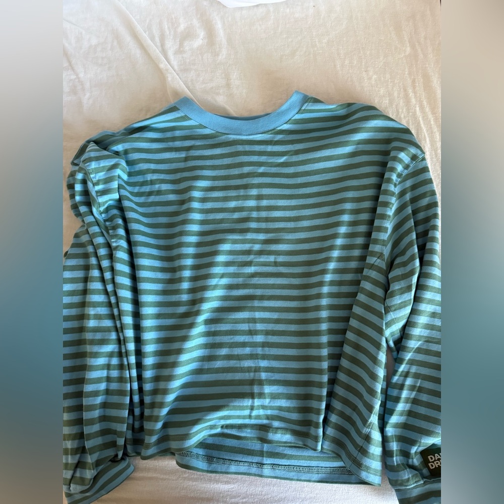 Daily Drills Green and Blue Striped Top